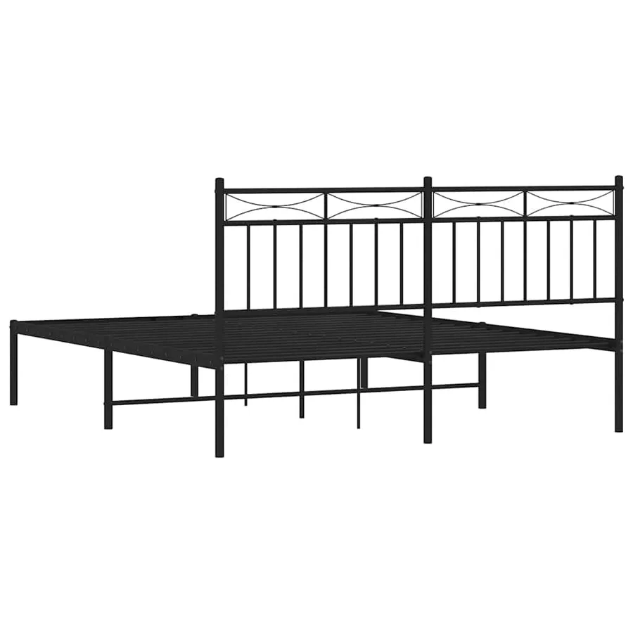 Cadre de lit métal sans matelas avec tête de lit noir 150x200cm - 8