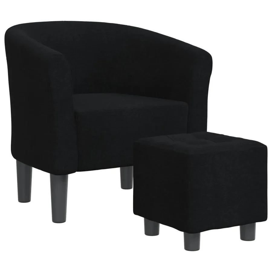 Chaise cabriolet avec repose-pied noir tissu - 2