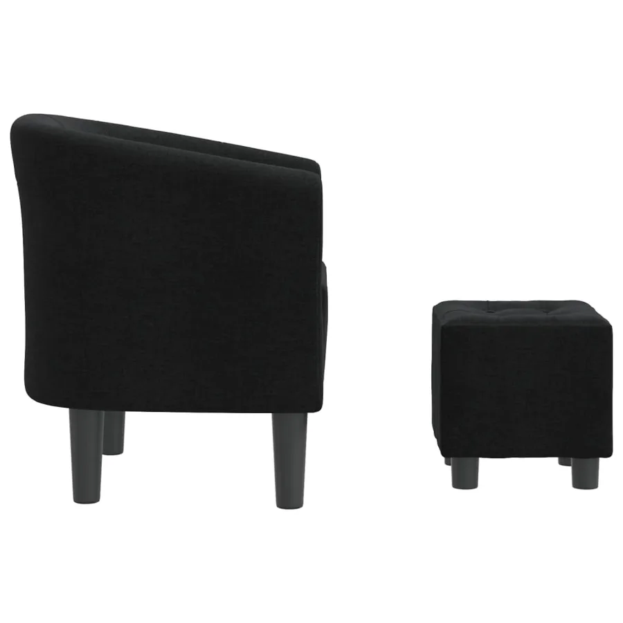 Chaise cabriolet avec repose-pied noir tissu - 4