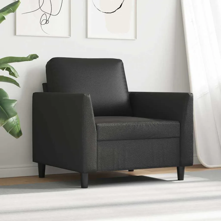 Fauteuil Noir 60 cm Similicuir - 3