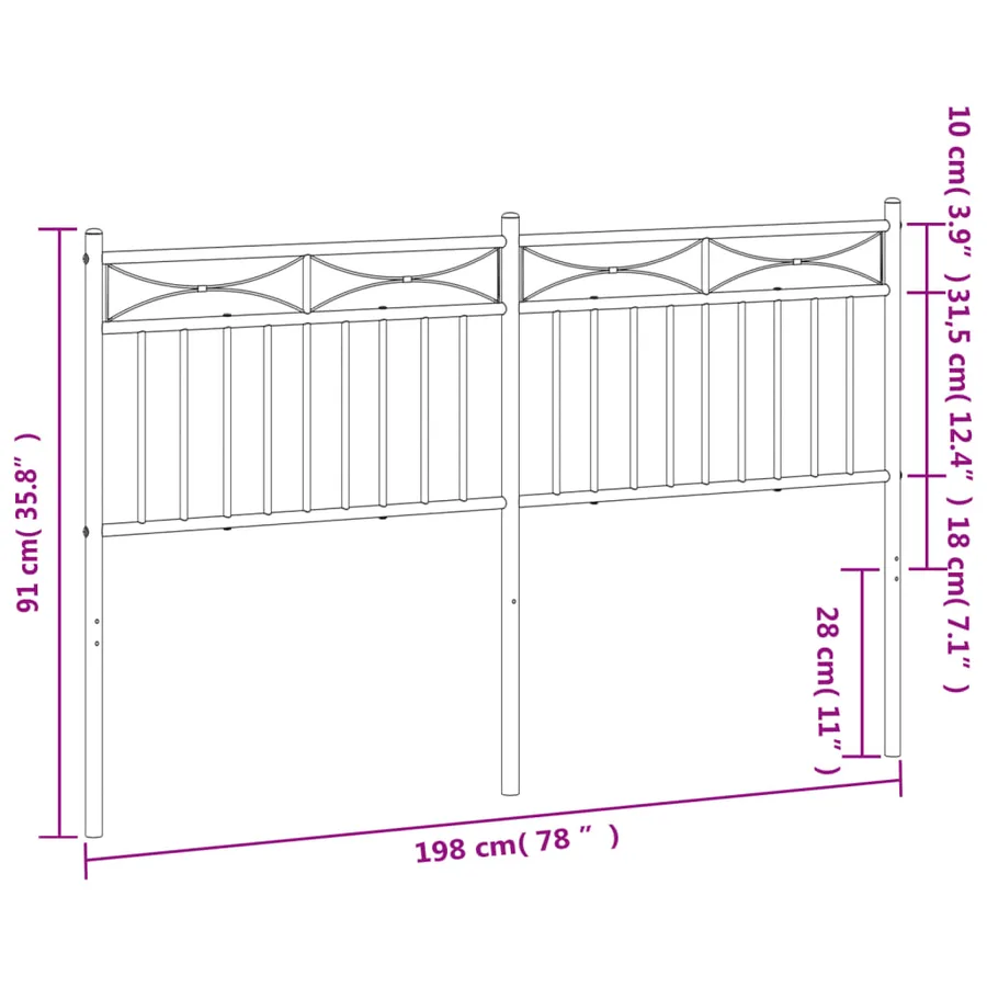 Tête de lit de remplacement métal noir 193 cm - 6
