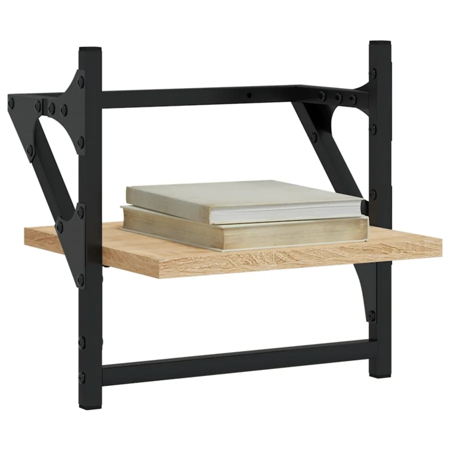 Étagères murales avec barres 2 pcs chêne sonoma 30x25x30 cm - 3
