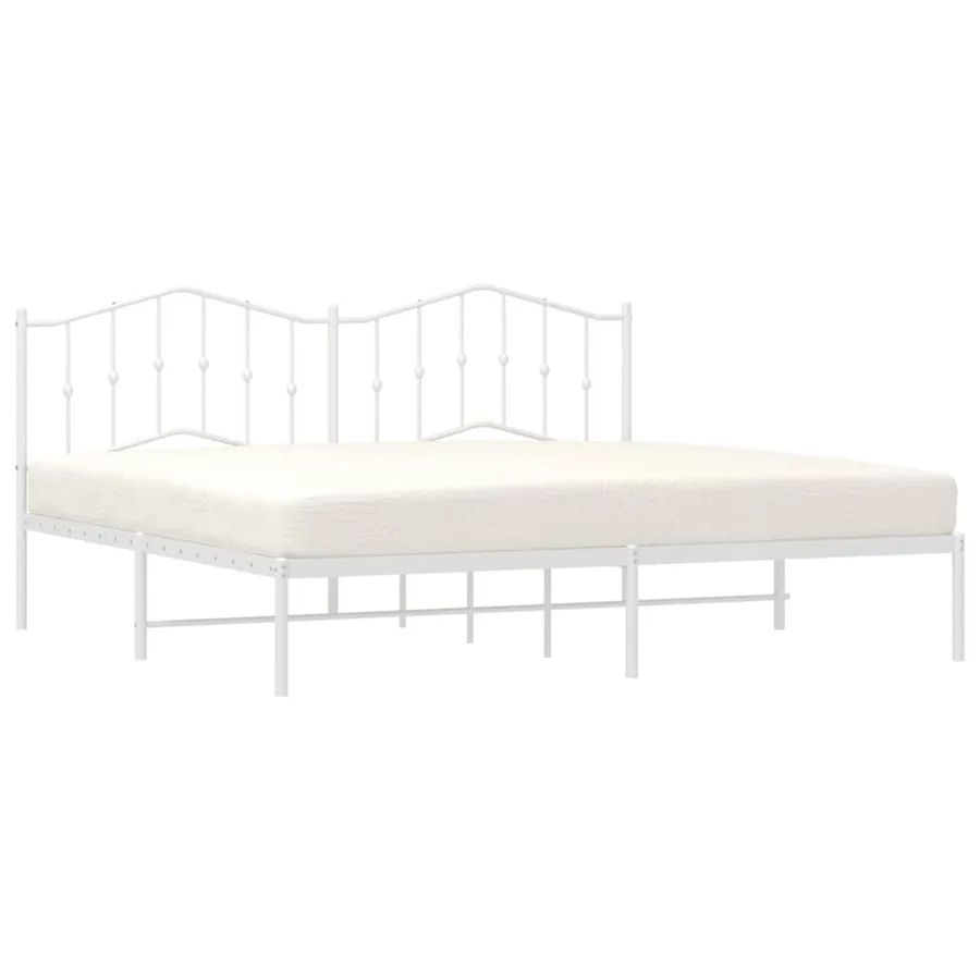 Cadre de lit métal sans matelas et tête de lit blanc 193x203 cm - 4