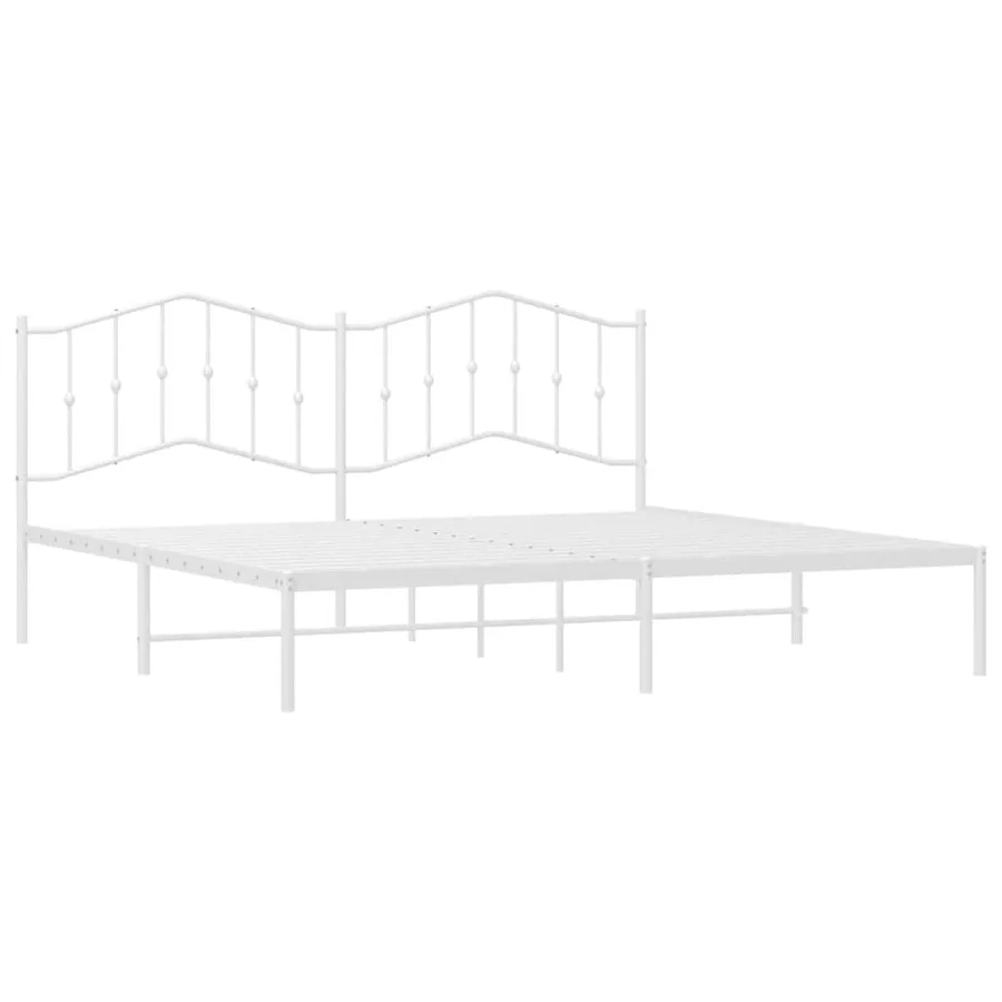 Cadre de lit métal sans matelas et tête de lit blanc 193x203 cm - 5