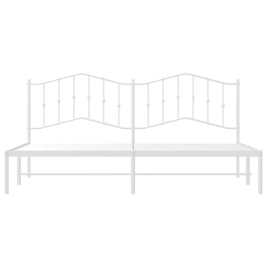 Cadre de lit métal sans matelas et tête de lit blanc 193x203 cm - 6