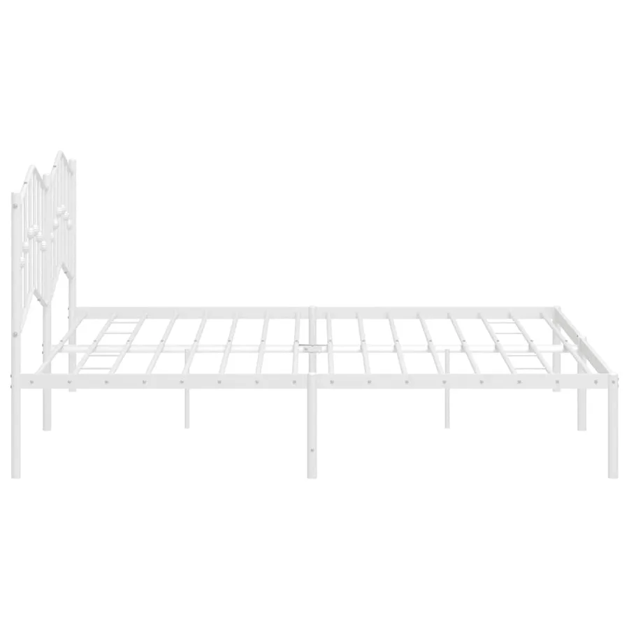 Cadre de lit métal sans matelas et tête de lit blanc 193x203 cm - 7