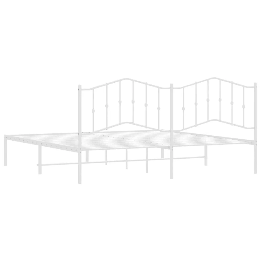 Cadre de lit métal sans matelas et tête de lit blanc 193x203 cm - 8