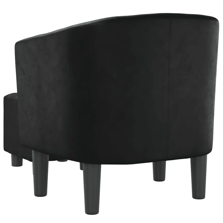 Fauteuil avec repose-pied noir similicuir - 5