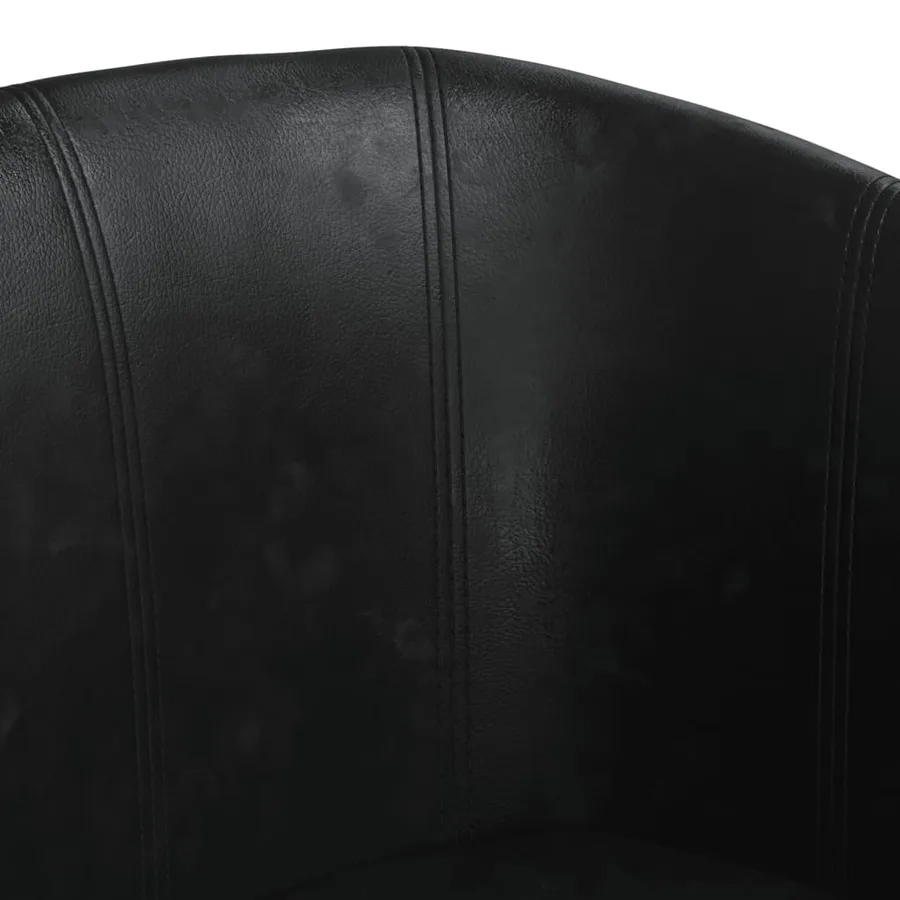 Fauteuil avec repose-pied noir similicuir - 6