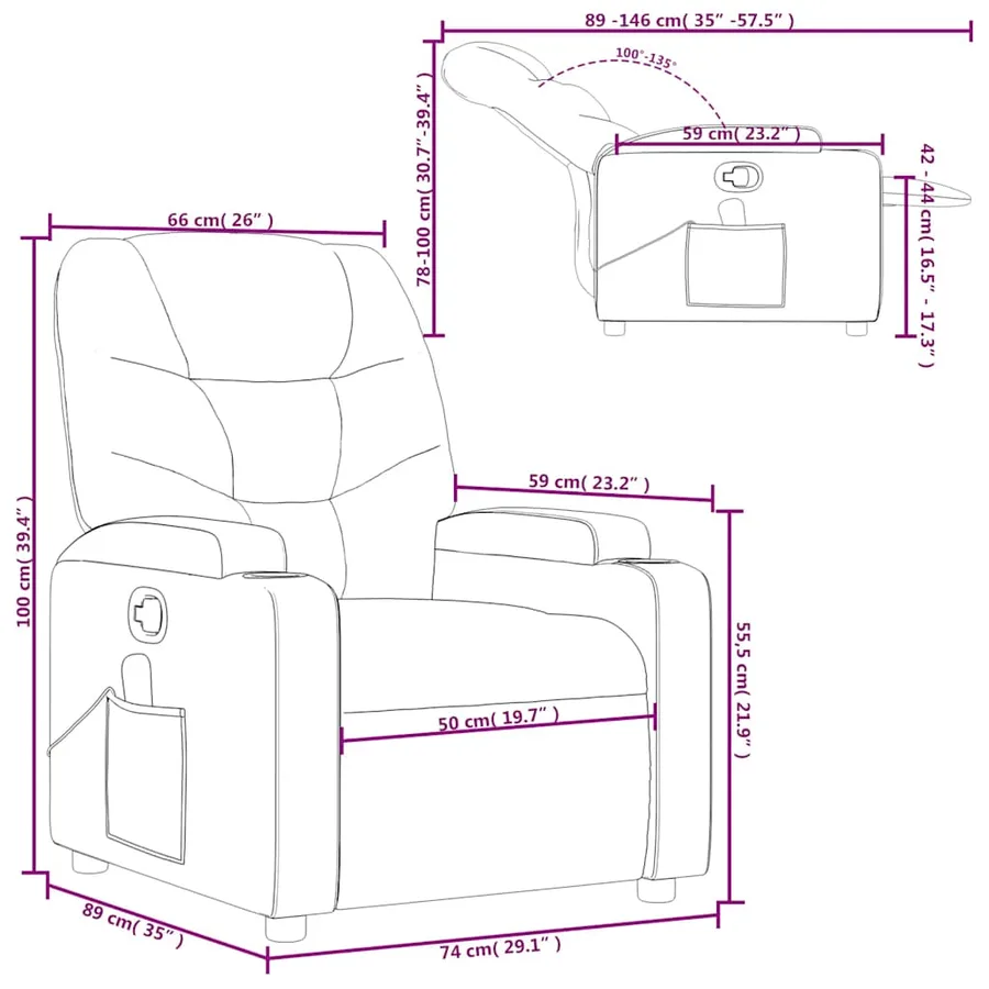 Fauteuil de massage inclinable Gris Similicuir - 14
