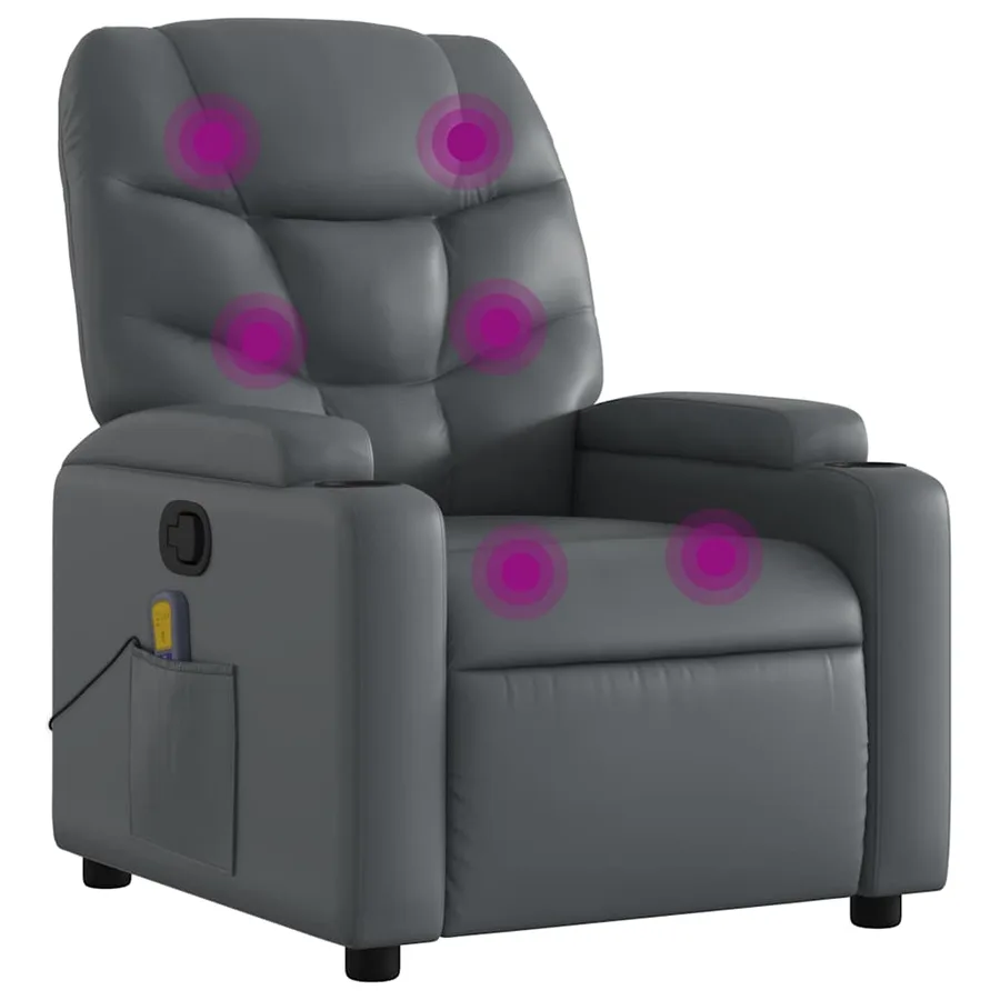 Fauteuil de massage inclinable Gris Similicuir - 2