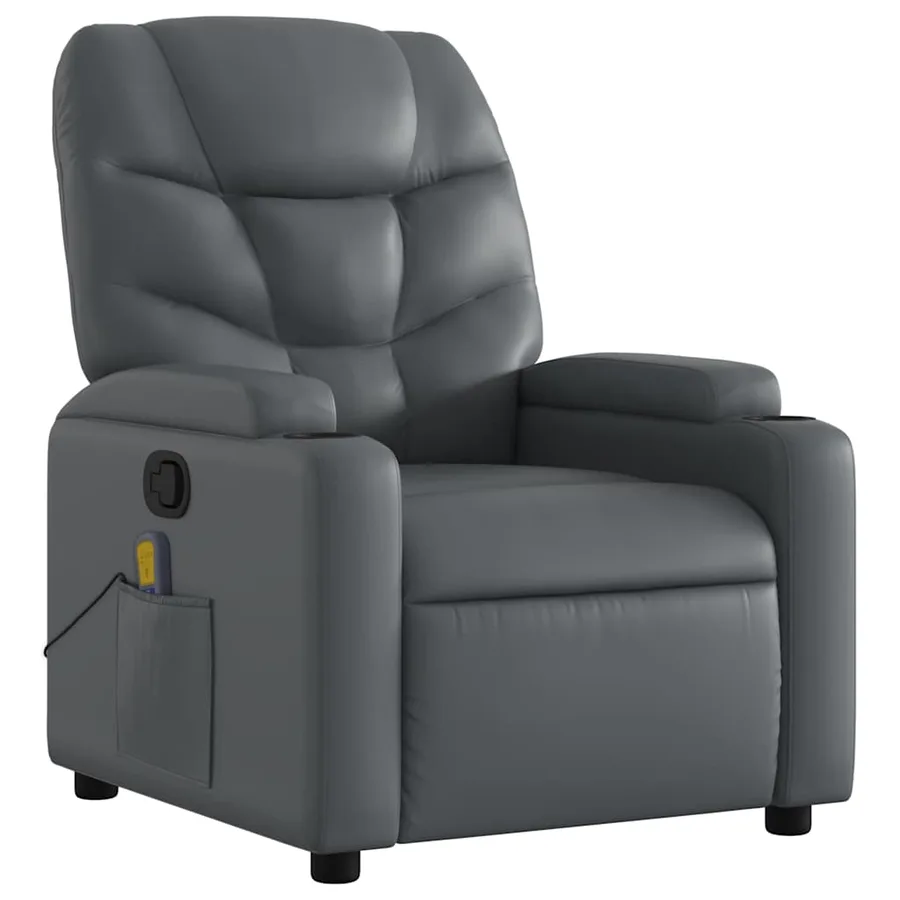 Fauteuil de massage inclinable Gris Similicuir - 4
