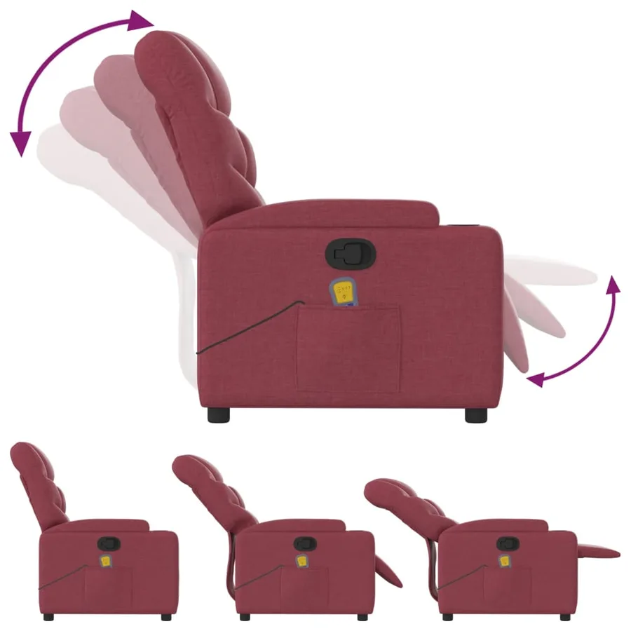 Fauteuil de massage inclinable Rouge bordeaux Tissu - 7