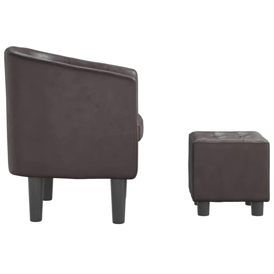 Fauteuil avec repose-pied marron similicuir - 4