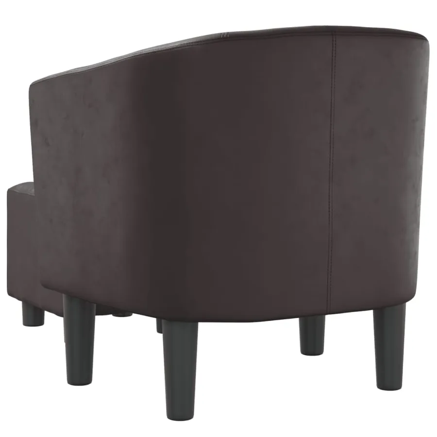Fauteuil avec repose-pied marron similicuir - 5