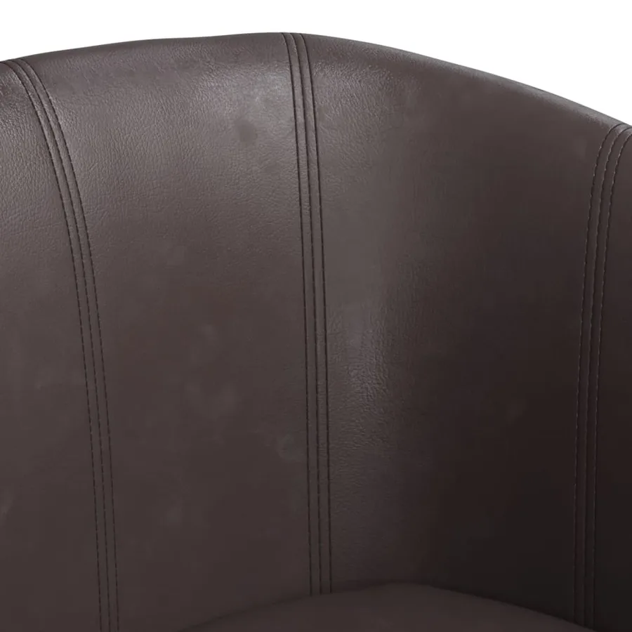 Fauteuil avec repose-pied marron similicuir - 6