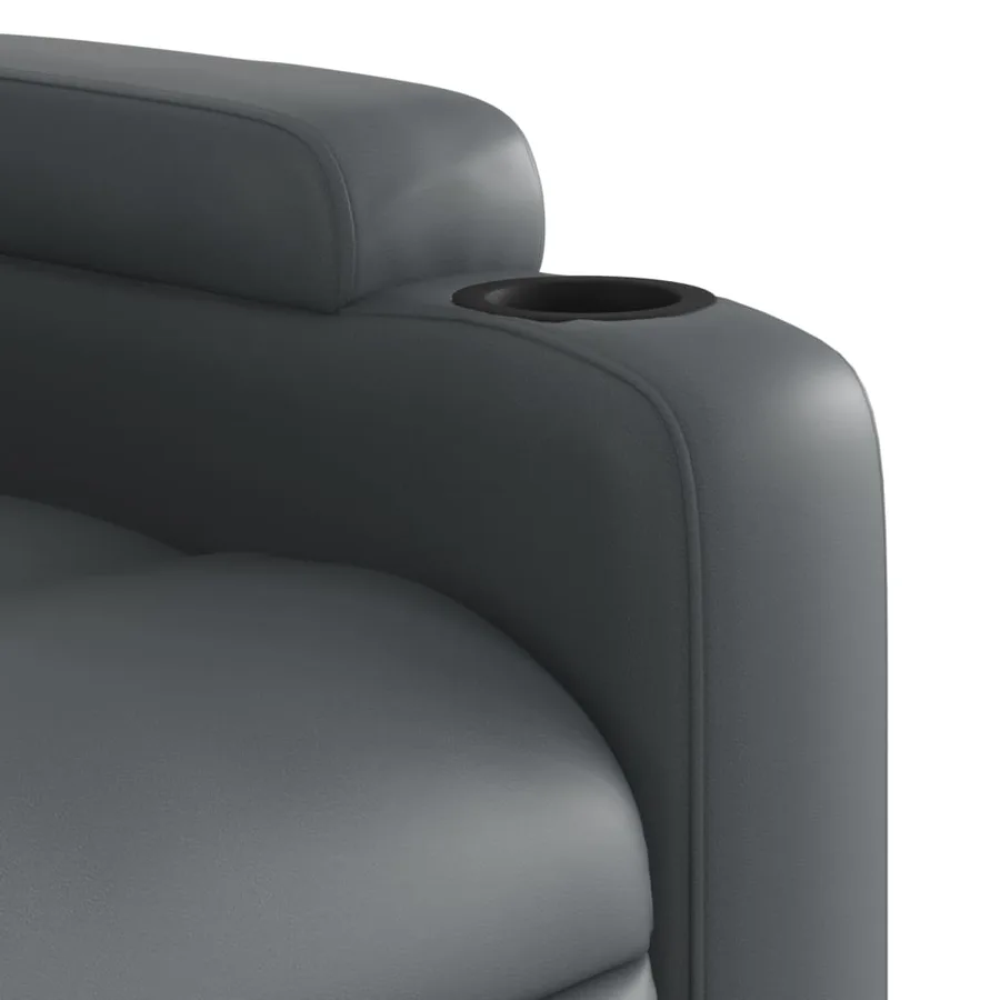 Fauteuil de massage inclinable gris similicuir - 9