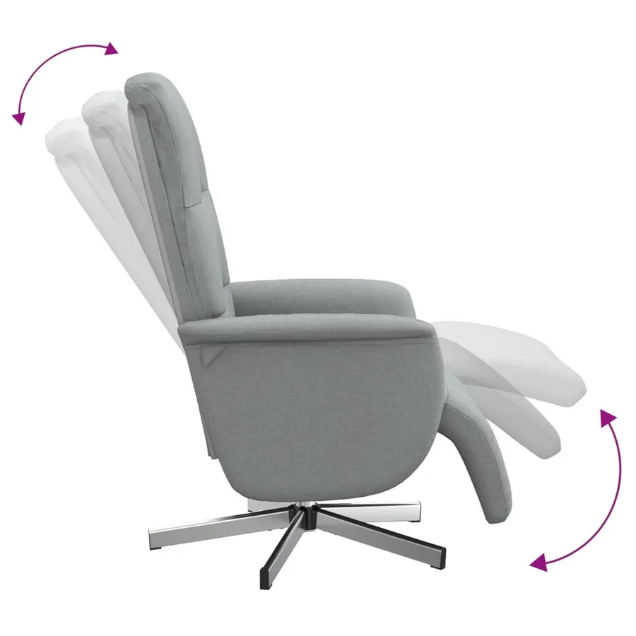 Fauteuil inclinable avec repose-pieds gris clair tissu - 6