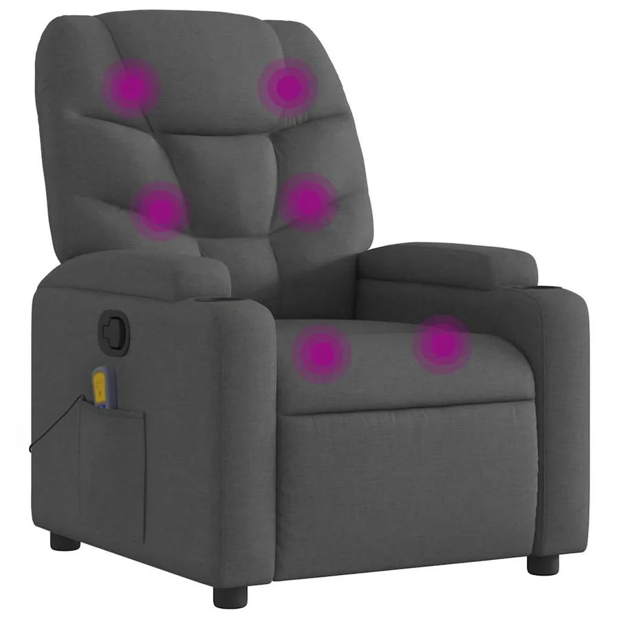 Fauteuil de massage inclinable Gris foncé Tissu - 2