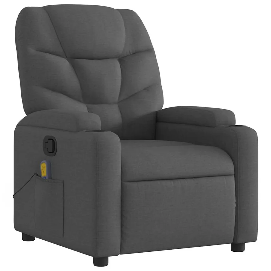 Fauteuil de massage inclinable Gris foncé Tissu - 4