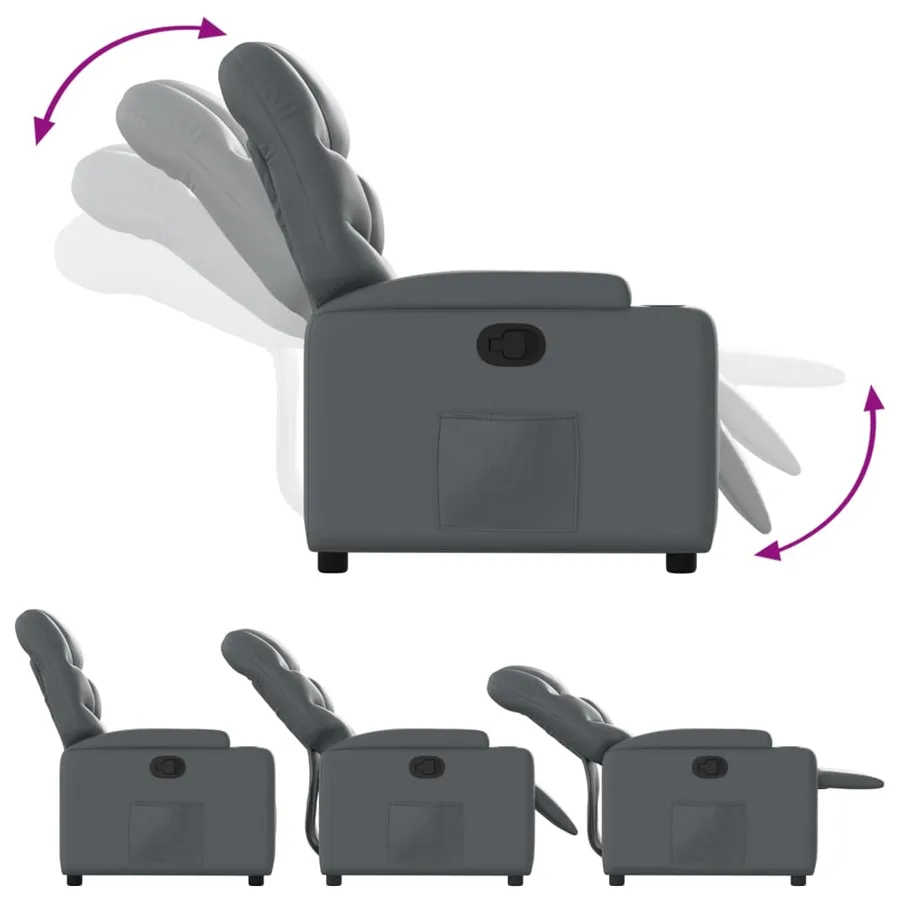 Fauteuil inclinable en similicuir gris - 4