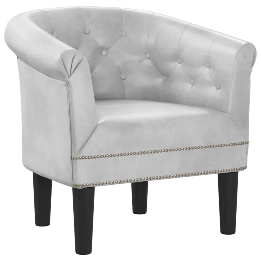 Fauteuil argenté similicuir - 2