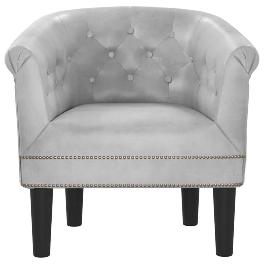 Fauteuil argenté similicuir - 3