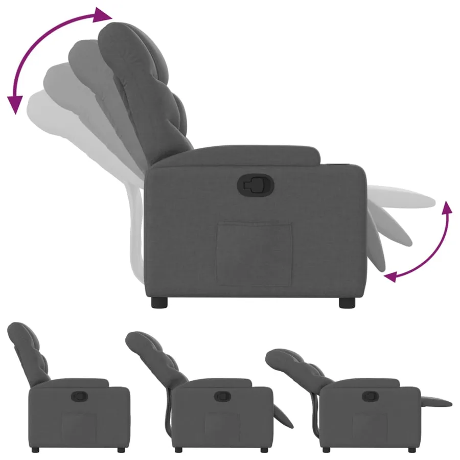 Fauteuil inclinable en tissu gris foncé - 4