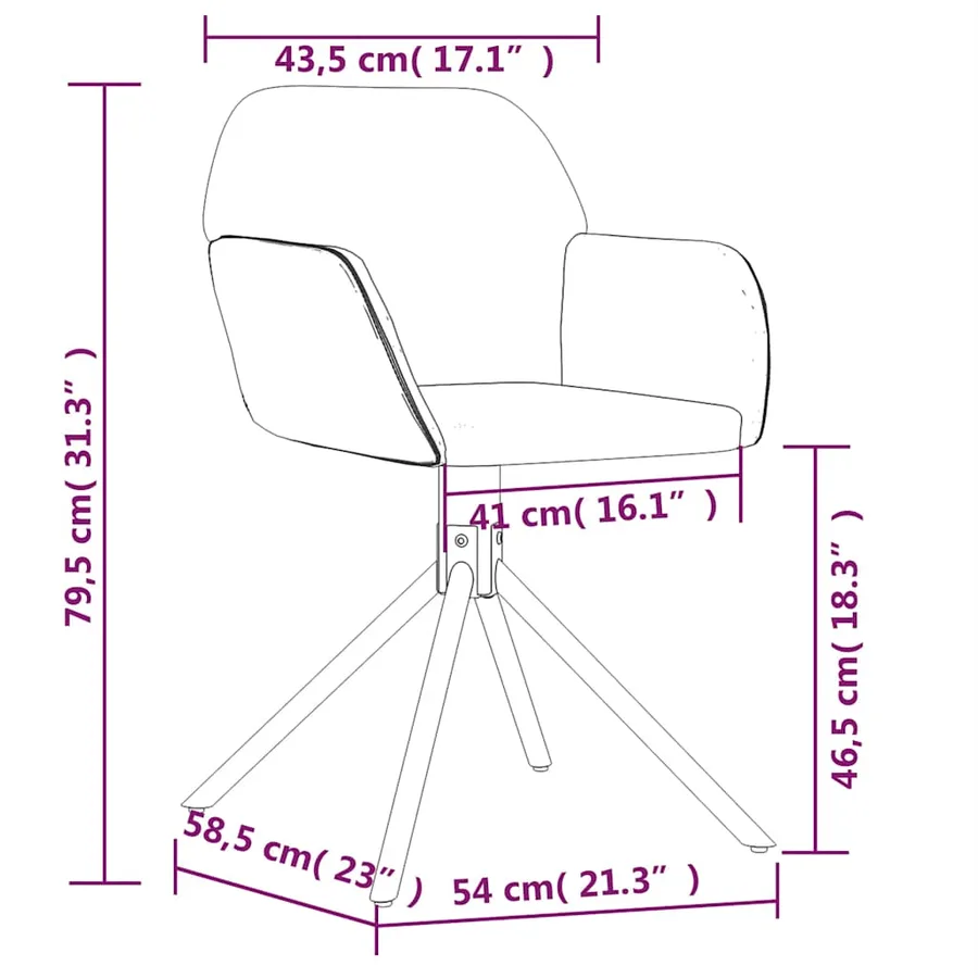 Chaises pivotantes à manger lot de 2 Bleu Velours - 9