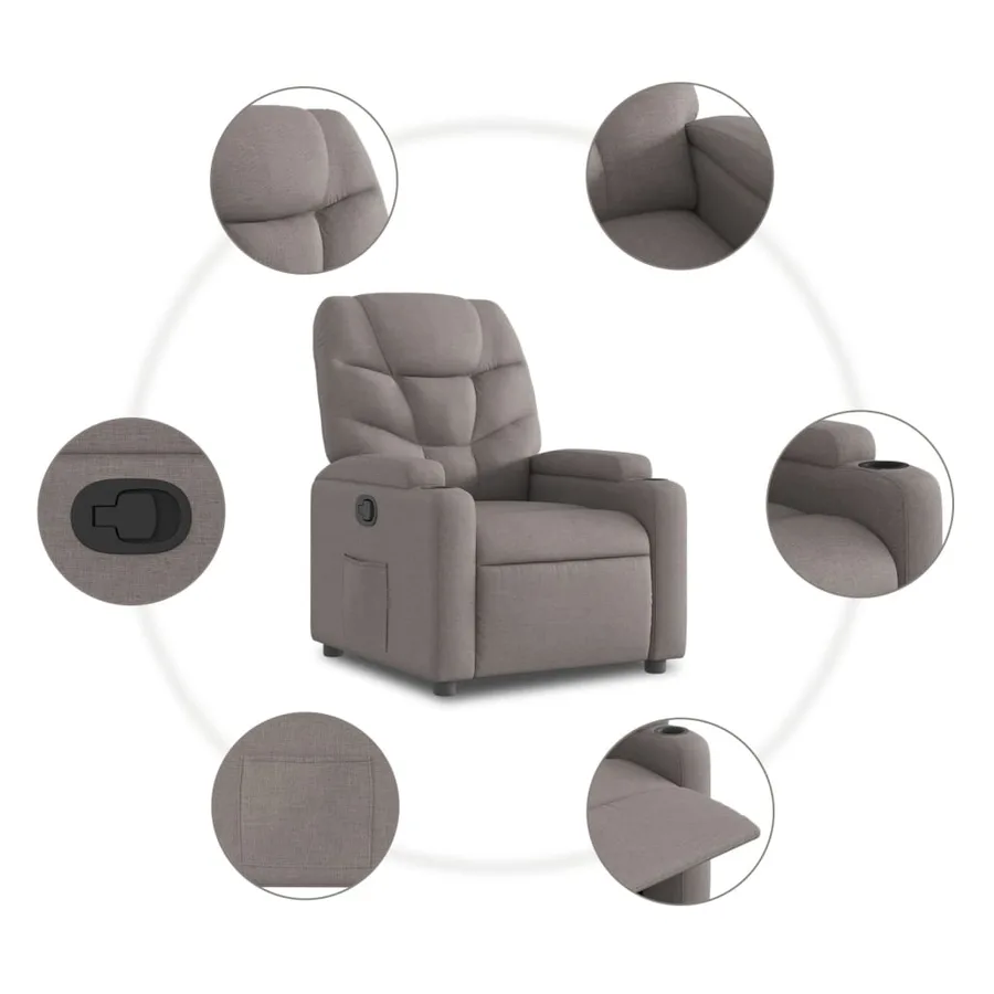 Fauteuil inclinable Taupe Tissu - 7
