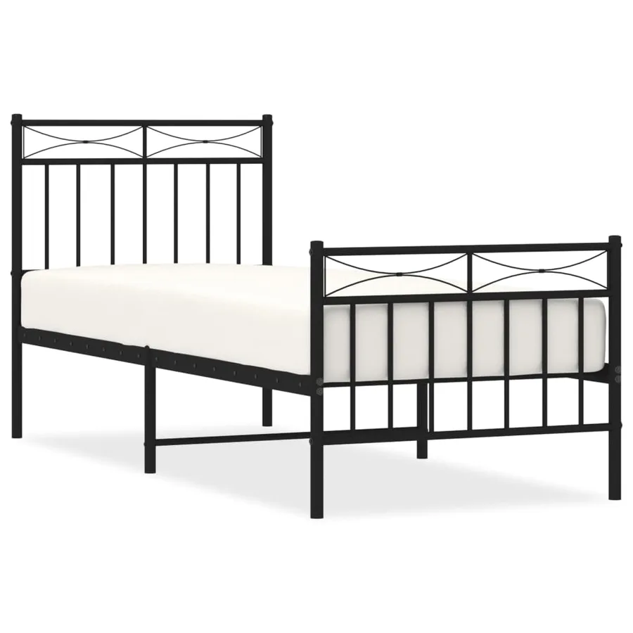 Cadre de lit métal sans matelas avec pied de lit noir 80x200 cm - 2