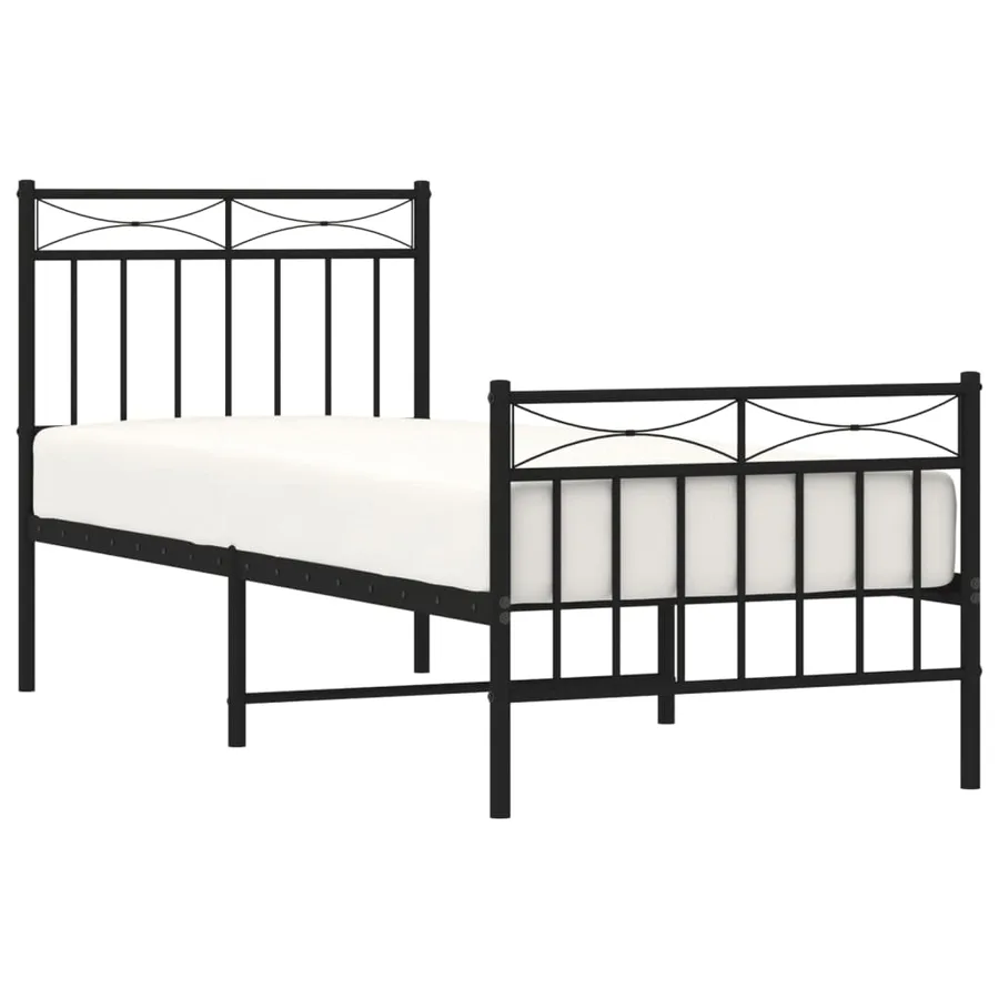 Cadre de lit métal sans matelas avec pied de lit noir 80x200 cm - 3