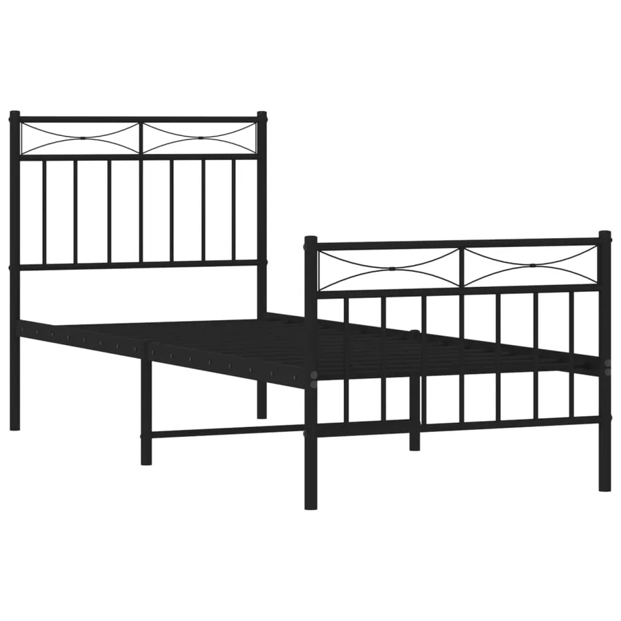 Cadre de lit métal sans matelas avec pied de lit noir 80x200 cm - 4