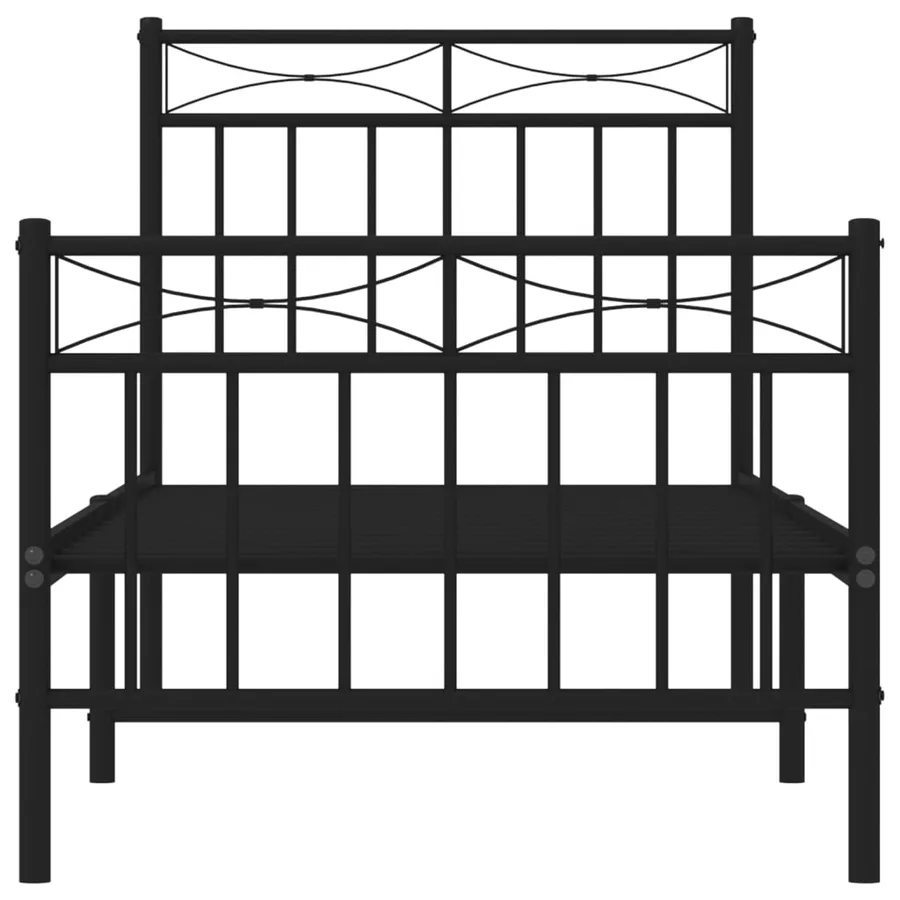 Cadre de lit métal sans matelas avec pied de lit noir 80x200 cm - 5