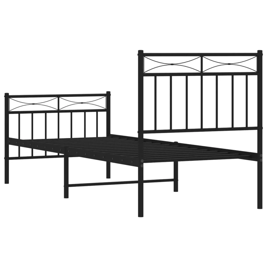 Cadre de lit métal sans matelas avec pied de lit noir 80x200 cm - 7