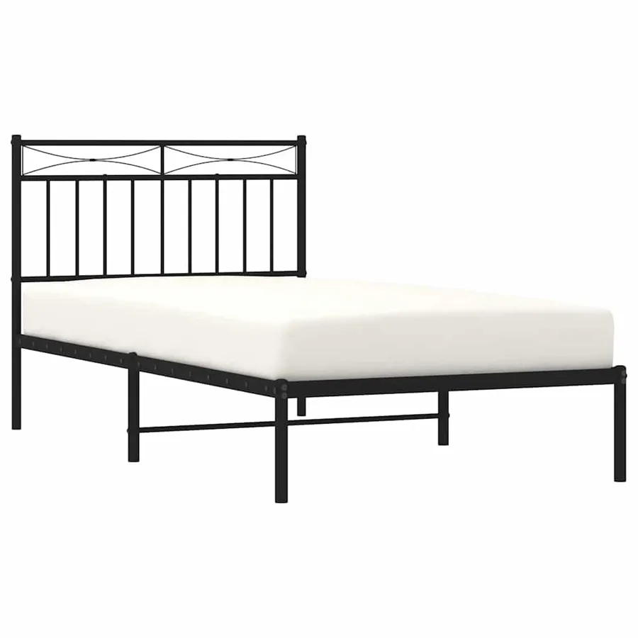 Cadre de lit métal sans matelas avec tête de lit noir 100x190cm - 4
