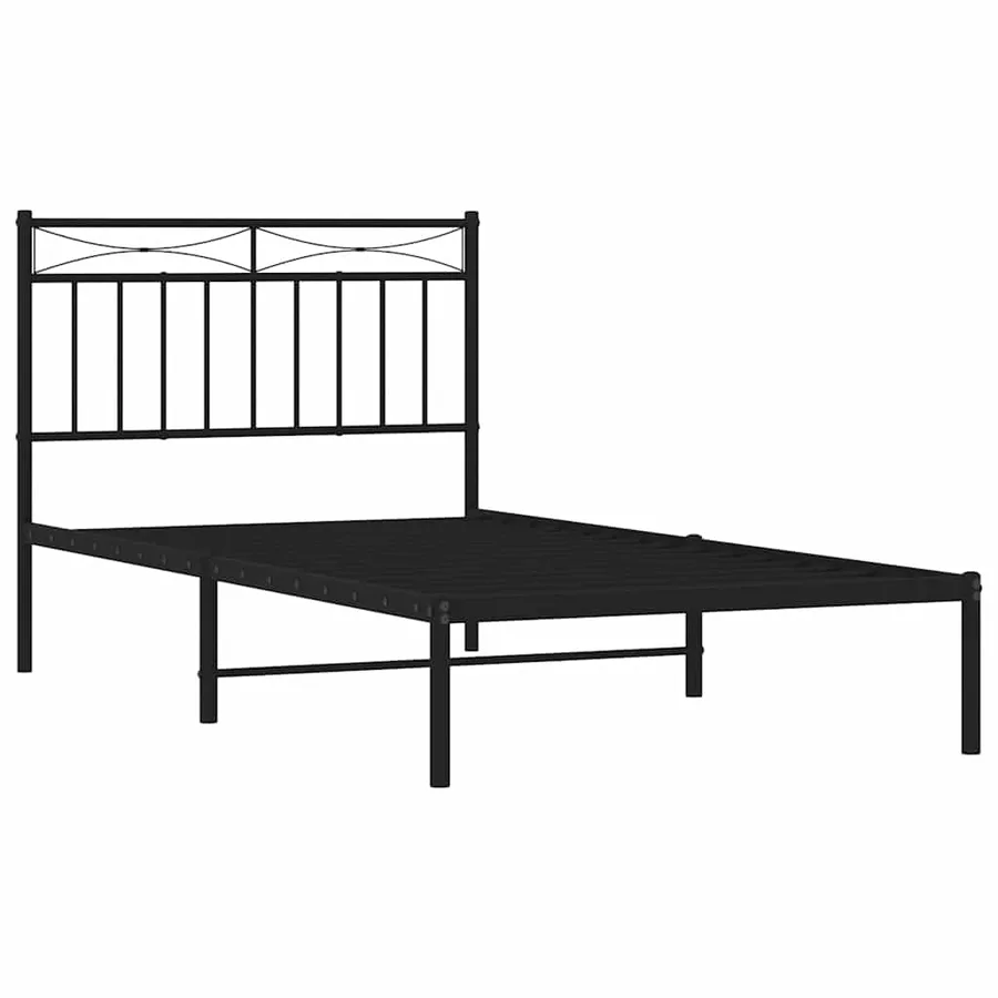 Cadre de lit métal sans matelas avec tête de lit noir 100x190cm - 5
