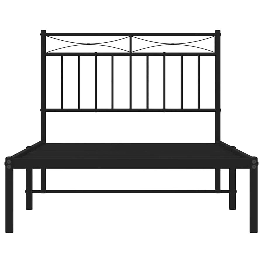 Cadre de lit métal sans matelas avec tête de lit noir 100x190cm - 6