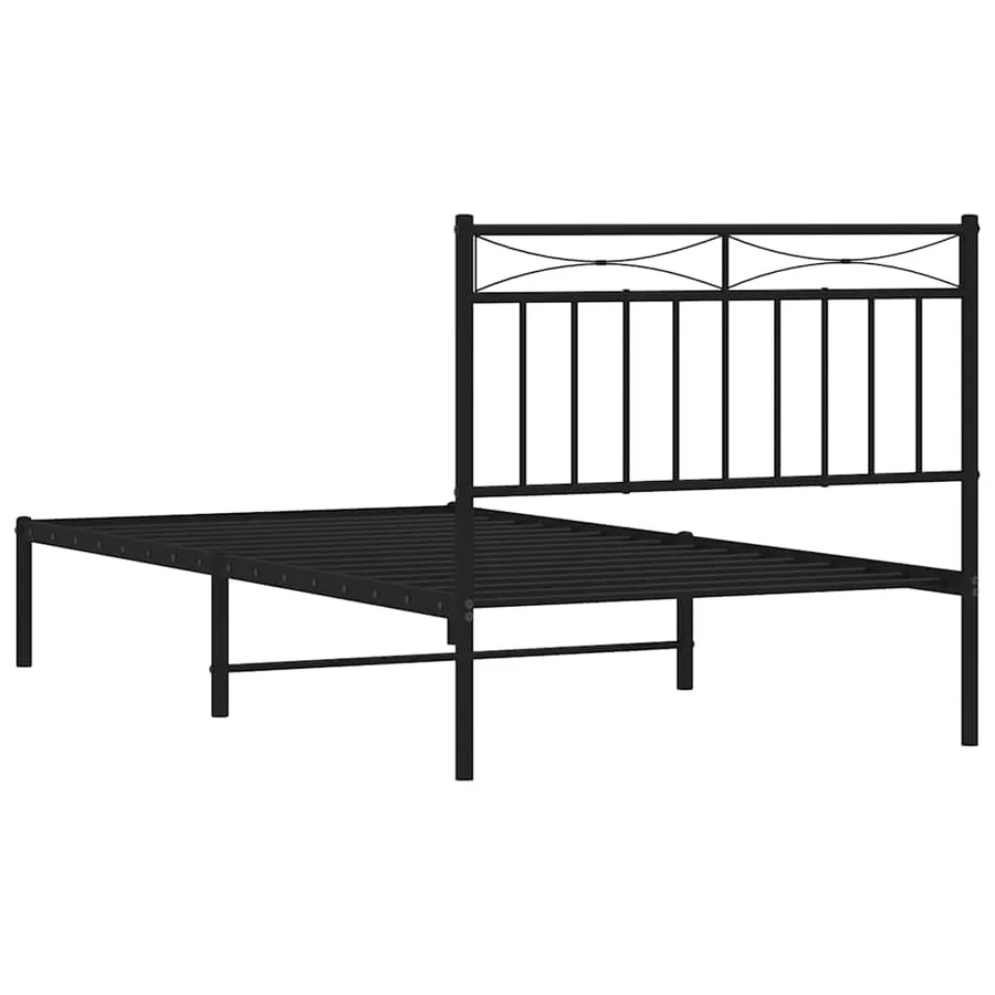 Cadre de lit métal sans matelas avec tête de lit noir 100x190cm - 8