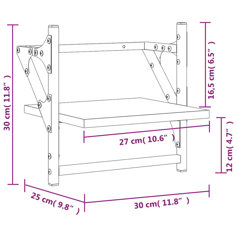 Étagères murales avec barres 2 pcs sonoma gris 30x25x30 cm - 9