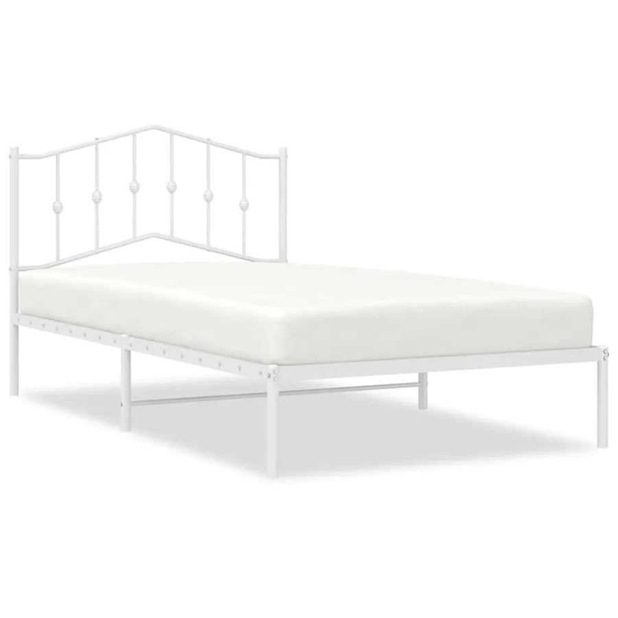 Cadre de lit métal sans matelas et tête de lit blanc 100x200 cm - 2