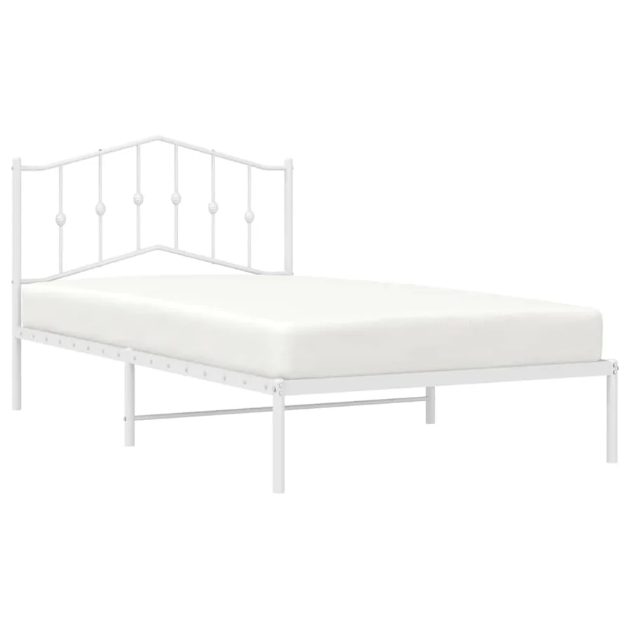 Cadre de lit métal sans matelas et tête de lit blanc 100x200 cm - 4