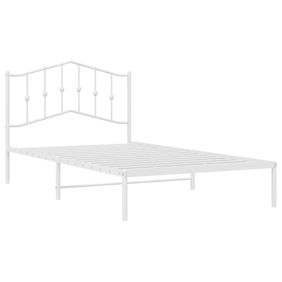 Cadre de lit métal sans matelas et tête de lit blanc 100x200 cm - 5