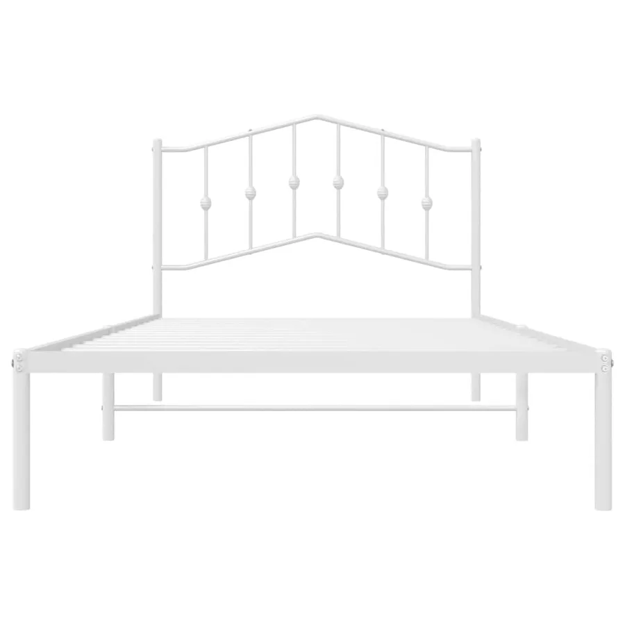 Cadre de lit métal sans matelas et tête de lit blanc 100x200 cm - 6