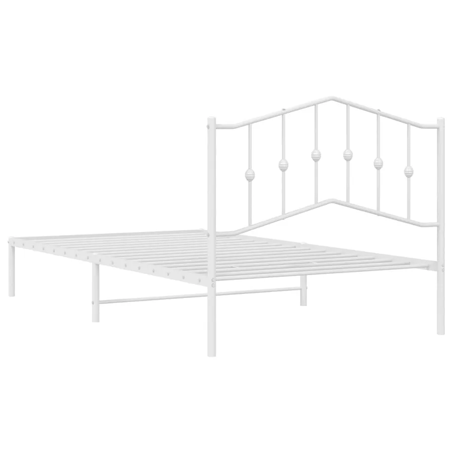 Cadre de lit métal sans matelas et tête de lit blanc 100x200 cm - 8