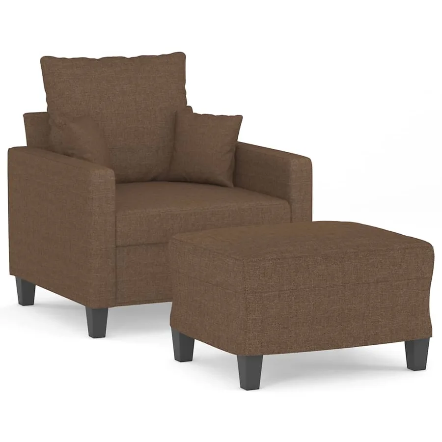 Fauteuil avec repose-pied Marron 60 cm Tissu - 2