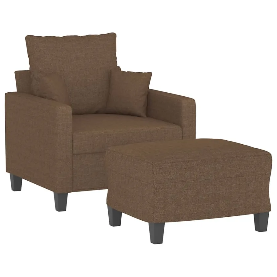 Fauteuil avec repose-pied Marron 60 cm Tissu - 3