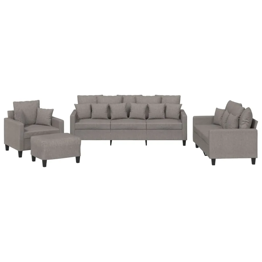 Ensemble de canapés 4 pcs avec coussins taupe tissu - 2