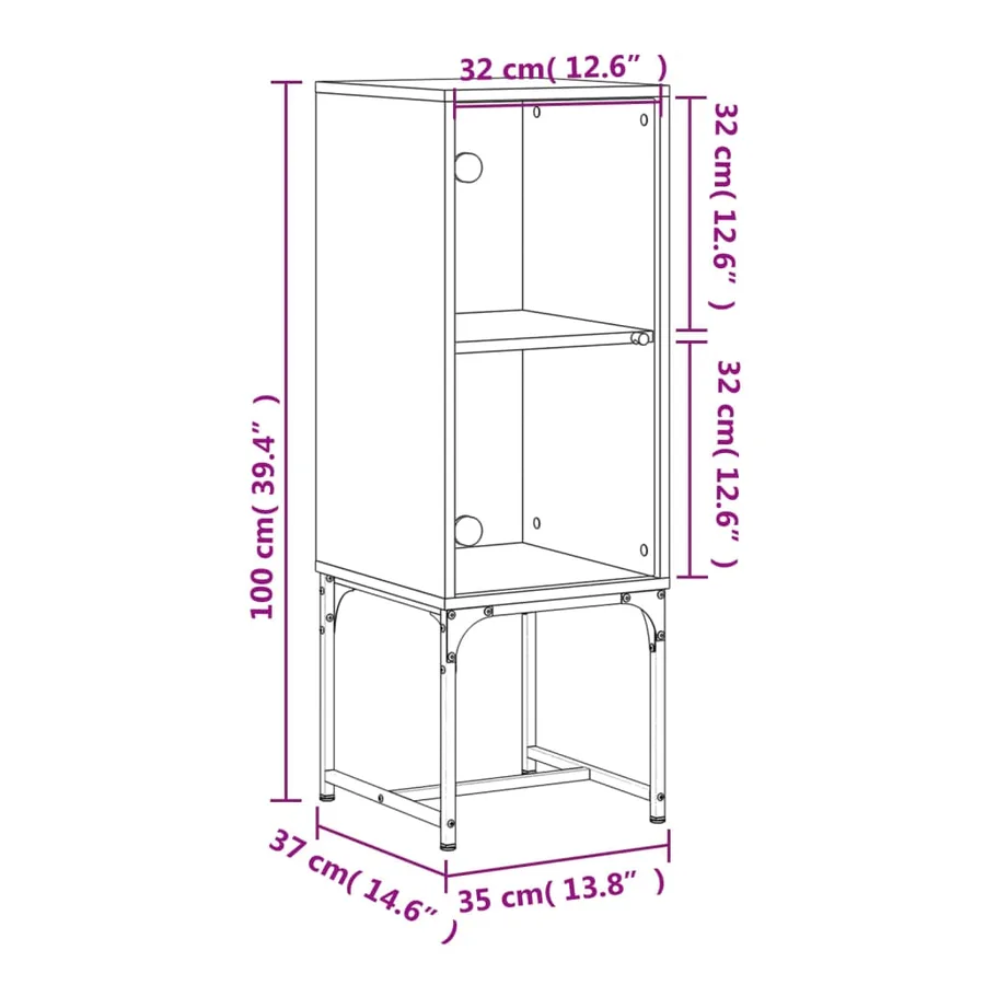 Armoire latérale avec porte en verre blanc 35x37x100 cm - 12
