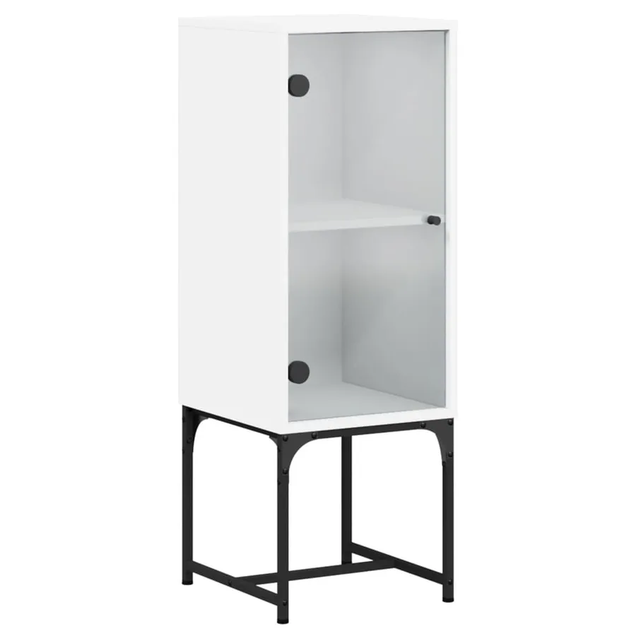 Armoire latérale avec porte en verre blanc 35x37x100 cm - 2